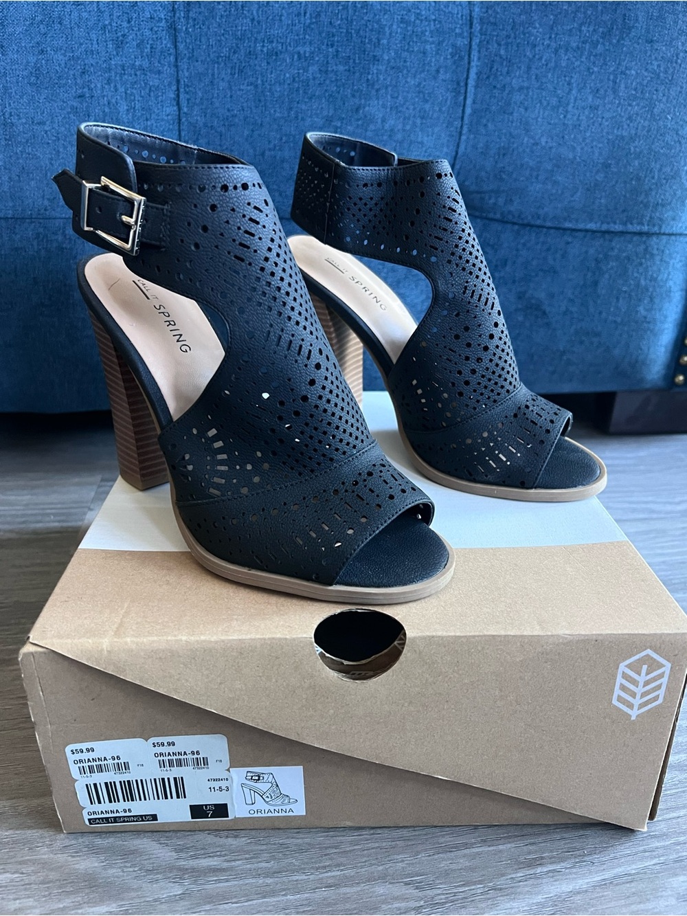 New Call It Spring Black Peep Toe Ankle Heeled Sandals - Picture 3 of 13